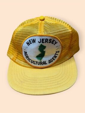 Vintage 1970s New Jersey Agricultural Agents SnapBack Trucker Hat Yellow Vtg 70s